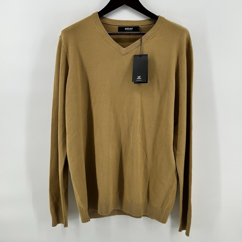 X-Ray Soft V Neck Sweater Mens 2XL Slim Fit Copper Pullover Preppy Office NWT